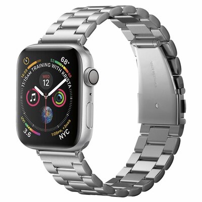 Spigen Modern Fit RVS Apple Watch 44 mm bandje Zilver