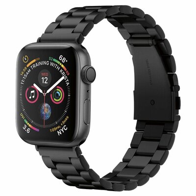 Spigen Modern Fit RVS Apple Watch 44 mm bandje Zwart