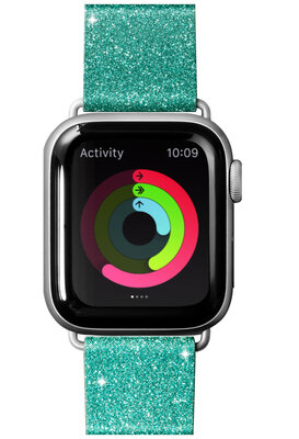 LAUT Sparkle Leather Apple Watch 40 mm bandje Mint