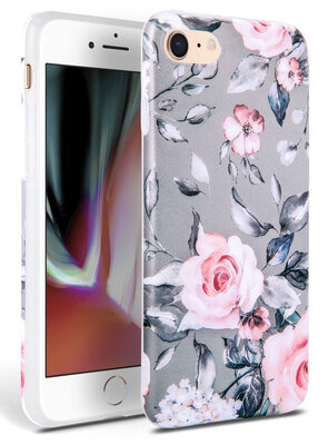 TechProtection Floral TPU iPhone SE 2020 hoesje Rose