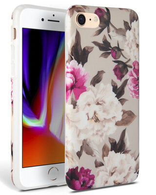 TechProtection Floral TPU iPhone SE 2020 hoesje Beige