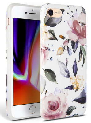TechProtection Floral TPU iPhone SE 2020 hoesje Wit