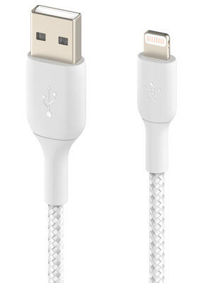 Belkin Braided BoostCharge Lightning naar USB kabel 15 cm Wit