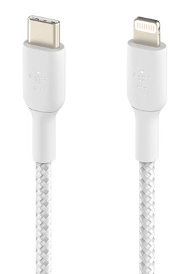 Belkin Braided BoostCharge Lightning USB-C kabel 1 meter Wit