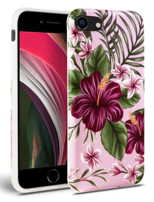 TechProtection Floral TPU iPhone SE 2020 hoesje Roze