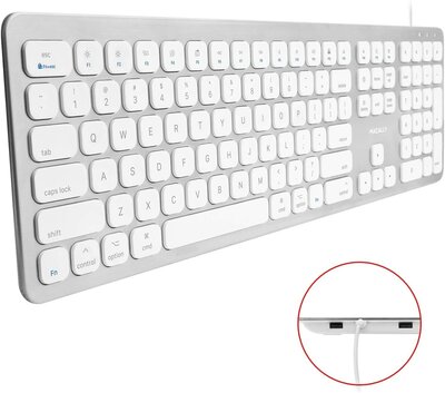 MacAlly WKEY bedraad Qwerty aluminium toetsenbord met hub Zilver
