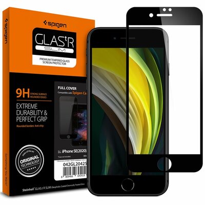 Spigen Full Cover iPhone SE 2020 glazen screenprotector