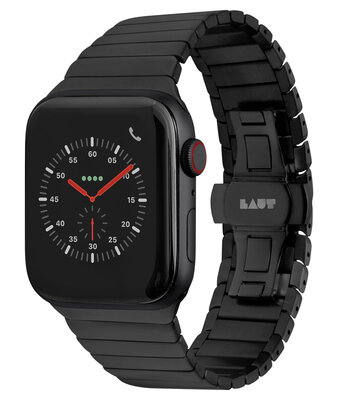 LAUT Links roestvrijstalen Apple Watch 44 mm schakelband Zwart