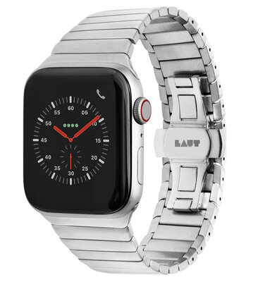 LAUT LINKS roestvrijstalen Apple Watch 44 mm schakelband Zilver