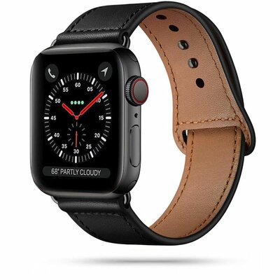 TechProtection Leren Apple Watch 44 / 42 mm bandje Zwart