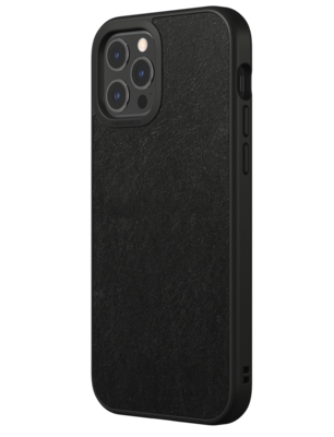 RhinoShield SolidSuit iPhone 12 Pro / iPhone 12 hoesje Leather Zwart