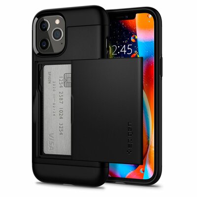 Spigen Slim Armor CS iPhone 12 Pro / iPhone 12 hoesje Zwart