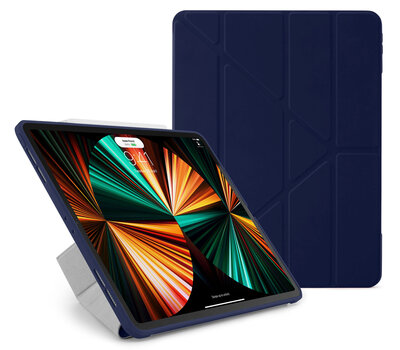 Pipetto Origami TPU iPad Pro 2021 12,9 inch hoesje Donkerblauw