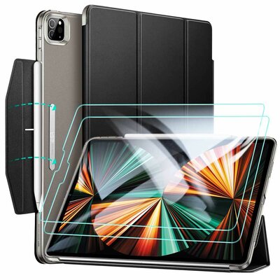 ESR Yippee iPad Pro 12,9 inch 2021 hoesje + glazen screenprotector Zwart