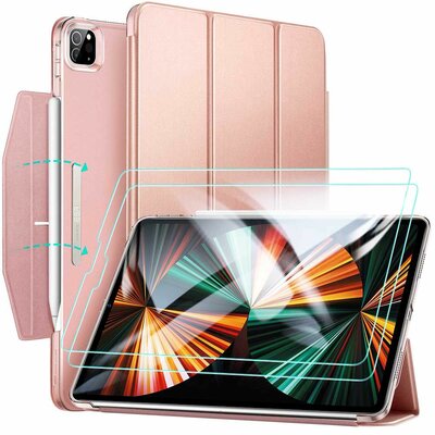 ESR Yippee iPad Pro 12,9 inch 2021 hoesje + glazen screenprotector Rose