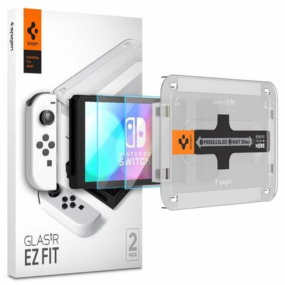 Spigen Ez Fit Nintendo Switch OLED Glazen screenprotector 2 pack