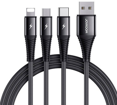 JoyRoom Multi Lightning naar USB-A &amp; USB-C kabel 1,2 meter