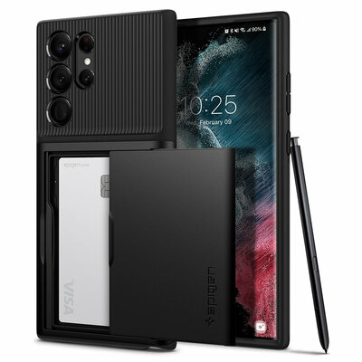 Spigen Slim Armor CS Galaxy S22 Ultra hoesje Zwart