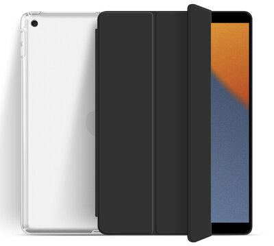 hoesie iPad 2021 / 2020 10,2 inch hoesje zwart / doorzichtig
