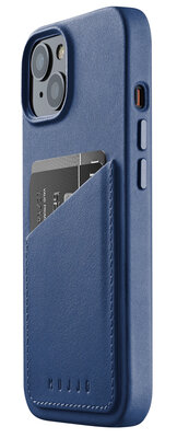 Mujjo Leather Wallet iPhone 14 hoesje blauw