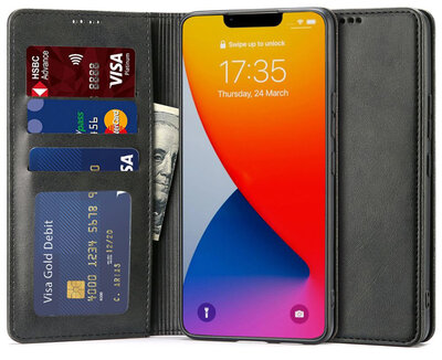 Tech Protection iPhone 14 wallet hoesje zwart