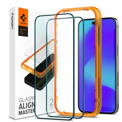 Spigen Align edge to edge iPhone 14 Pro Max glazen screenprotector 2 pack