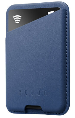 Mujjo leren MagSafe Card Wallet hoesje blauw