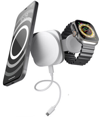 zens 2 in 1 MagSafe en Apple Watch reis oplader wit