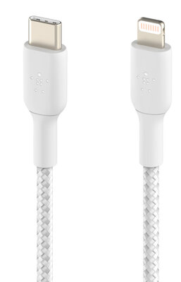 Belkin Braided BoostCharge Lightning USB-C kabel 2 meter Wit