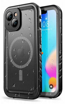 Tech Protection waterdicht MagSafe iPhone 14 hoesje zwart