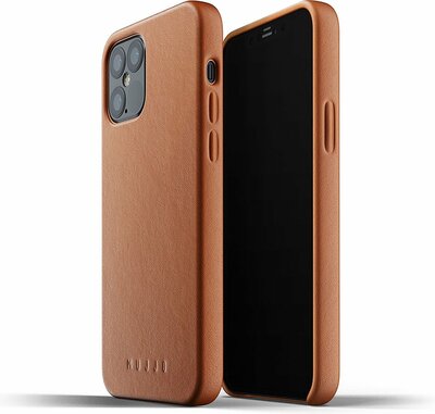 Mujjo Leather case iPhone 12 Pro / iPhone 12 hoesje tan