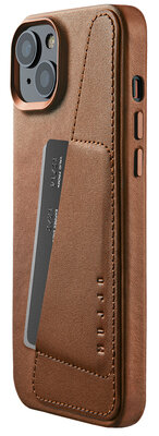 Mujjo Leather Wallet iPhone 15 Plus hoesje tan