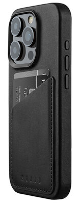 Mujjo Leather Wallet iPhone 15 Pro hoesje zwart