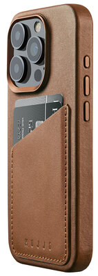 Mujjo Leather Wallet iPhone 15 Pro hoesje tan