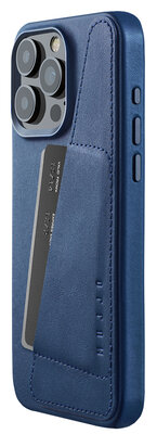 Mujjo Leather Wallet iPhone 15 Pro Max hoesje blauw