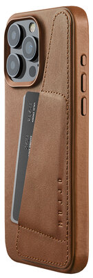 Mujjo Leather Wallet iPhone 15 Pro Max hoesje tan