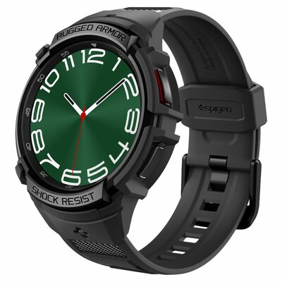 Spigen Rugged Armor Pro Galaxy Watch 6 Classic 47 mm hoes + bandje Zwart