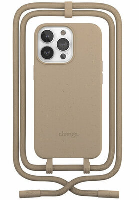 Woodcessories Change iPhone 15 Pro Max hoes met draagkoord taupe