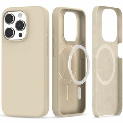 Tech Protection Silicone MagSafe iPhone 15 Pro hoesje beige