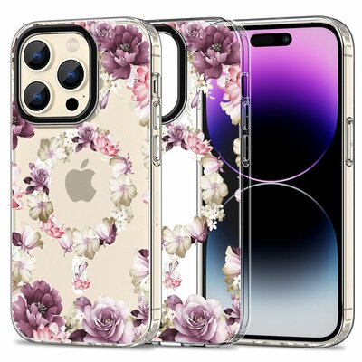 Tech Protection Floral MagSafe iPhone 15 Pro Max hoesje Rose