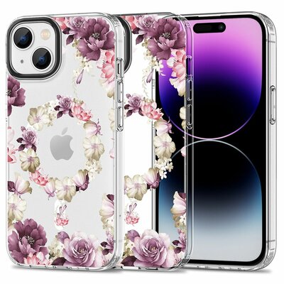 Tech Protection Floral MagSafe iPhone 15 hoesje Rose