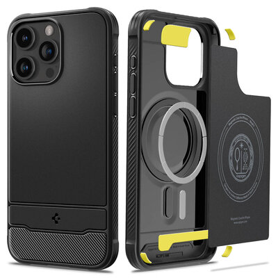 Spigen Rugged Armor MagSafe iPhone 15 Pro Max hoesje zwart