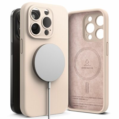 Ringke Silicone MagSafe iPhone 15 Pro hoesje roze 