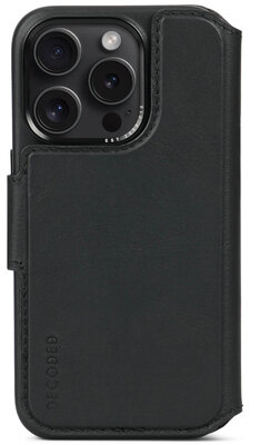 Decoded leren 2 in 1 MagSafe&nbsp;Wallet iPhone 15 Pro Max hoesje zwart