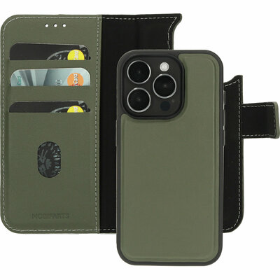 Mobiparts leren 2 in 1 Wallet iPhone 15 Pro hoesje groen