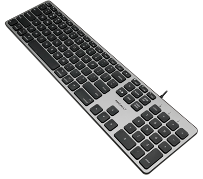 MacAlly SLIMKEY verlicht bedraad USB toetsenbord grijs