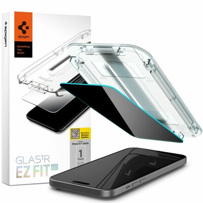 Spigen GlastR EZ Fit Privacy iPhone 15 glazen screenprotector 1 pack