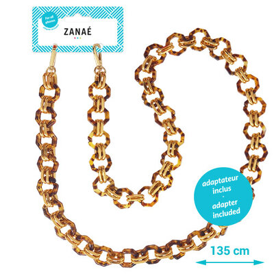 Zanae Leopard telefoon draagkoord ketting Golden Globe