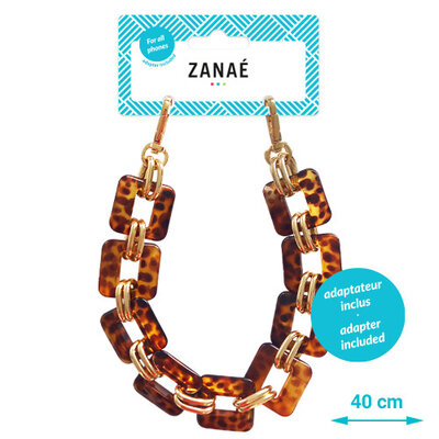 Zanae Leopard telefoon draagkoord polsband Golden Fire