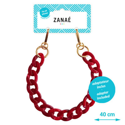 Zanae Mineral telefoon draagkoord polsband rood